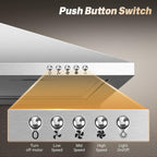 36-inch Wall Mount Range Hood 450CFM 3-Speed, Stainless Steel with LED Light, Adjustable Chimney 15.7-30.7in, Ducted/Ductless Ready, Quiet Under 55dB, 5-Layer Filters