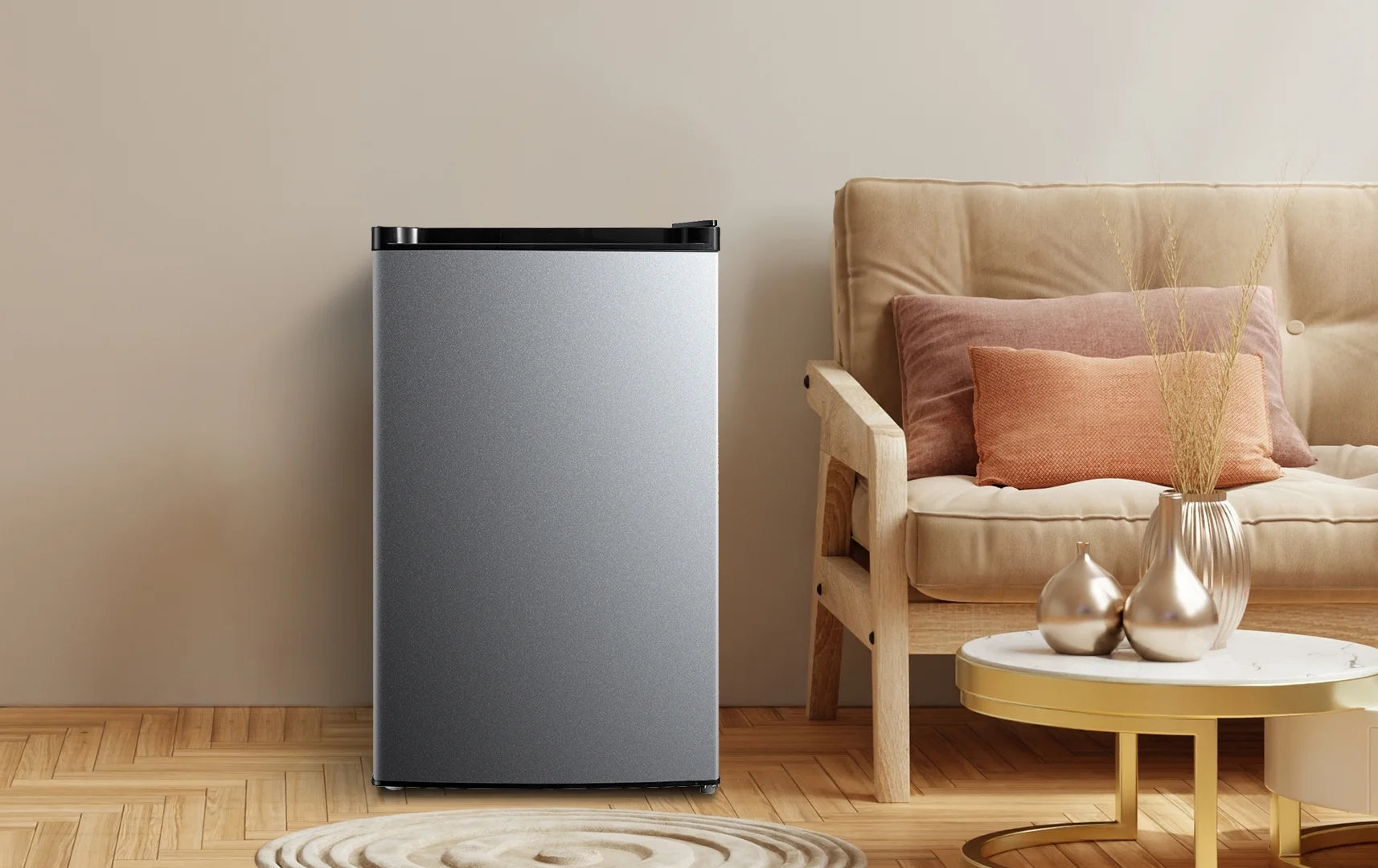 Mainstays 4. 4 Cu. ft. Single Door Mini Refrigerator, Stainless Steel Look