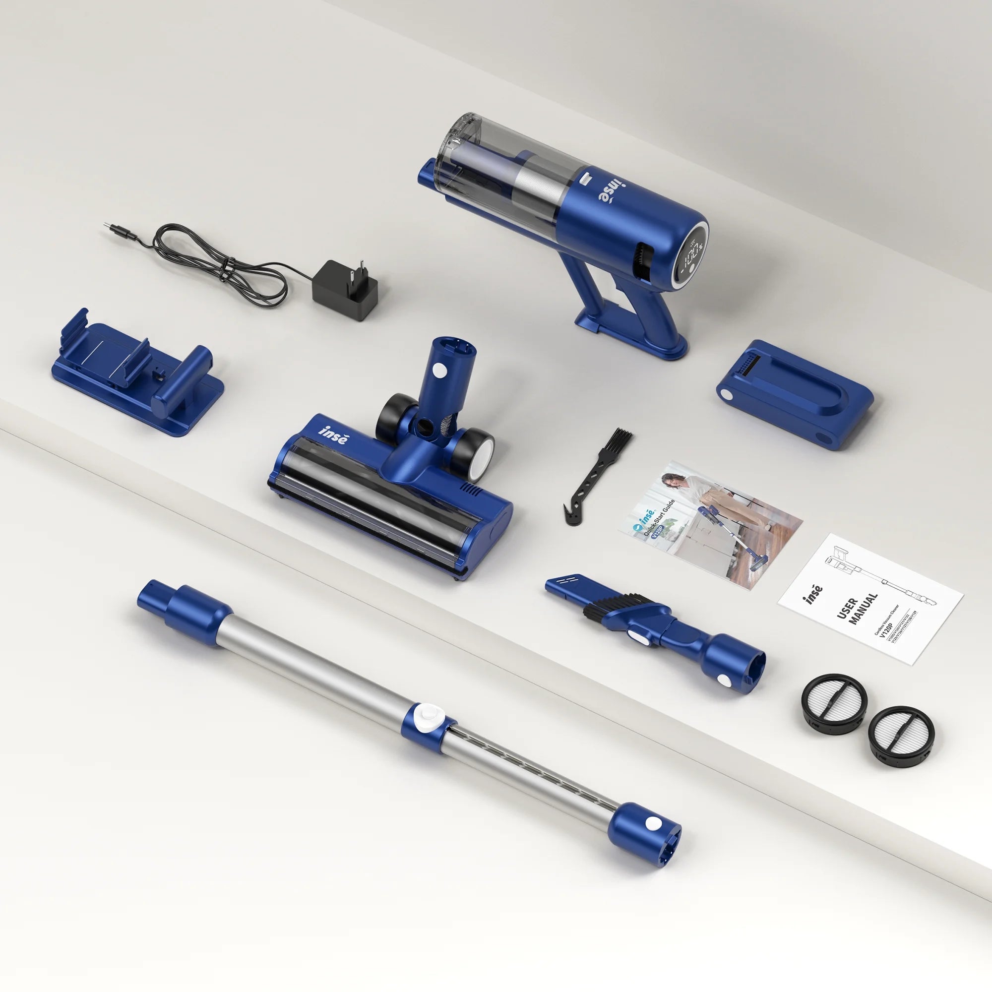 INSE Lightweight Cordless Vacuum with 30Kpa Powerful Suction & 60 Mins Runtime, Stick Vacuum  for Carpet, Tile, Pet Hair, Hardwood Floors