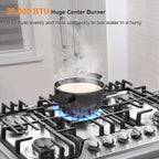30 Inch Bulit-In Gas Cooktop with Griddle, 5 Italy SABAF Powerful Burners Over 92% High Efficiency, Max 48300BTU Gas Stove Top, 304 Stainless Steel Panel, NG/LPG Convertible, CSA Certified