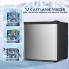 1.7 Cu ft Compact Single Door Refrigerator - Energy Efficient, Reversible Door, Perfect for Home, Office, or Dorm, Black