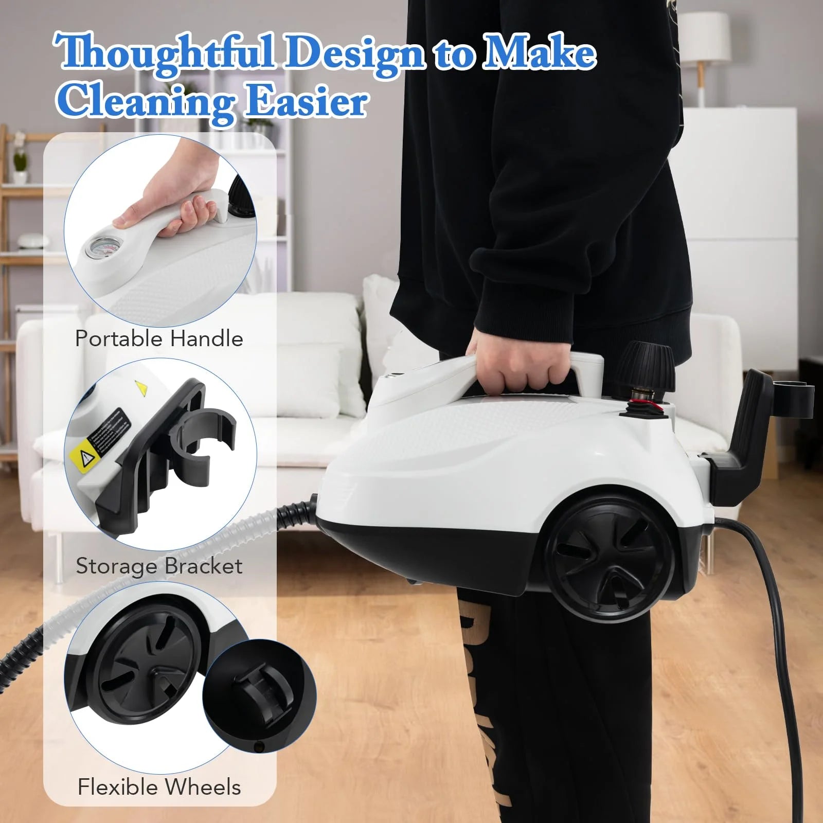 Multipurpose Steam Cleaner 1800W Portable Household Steamer with 61 oz Tank