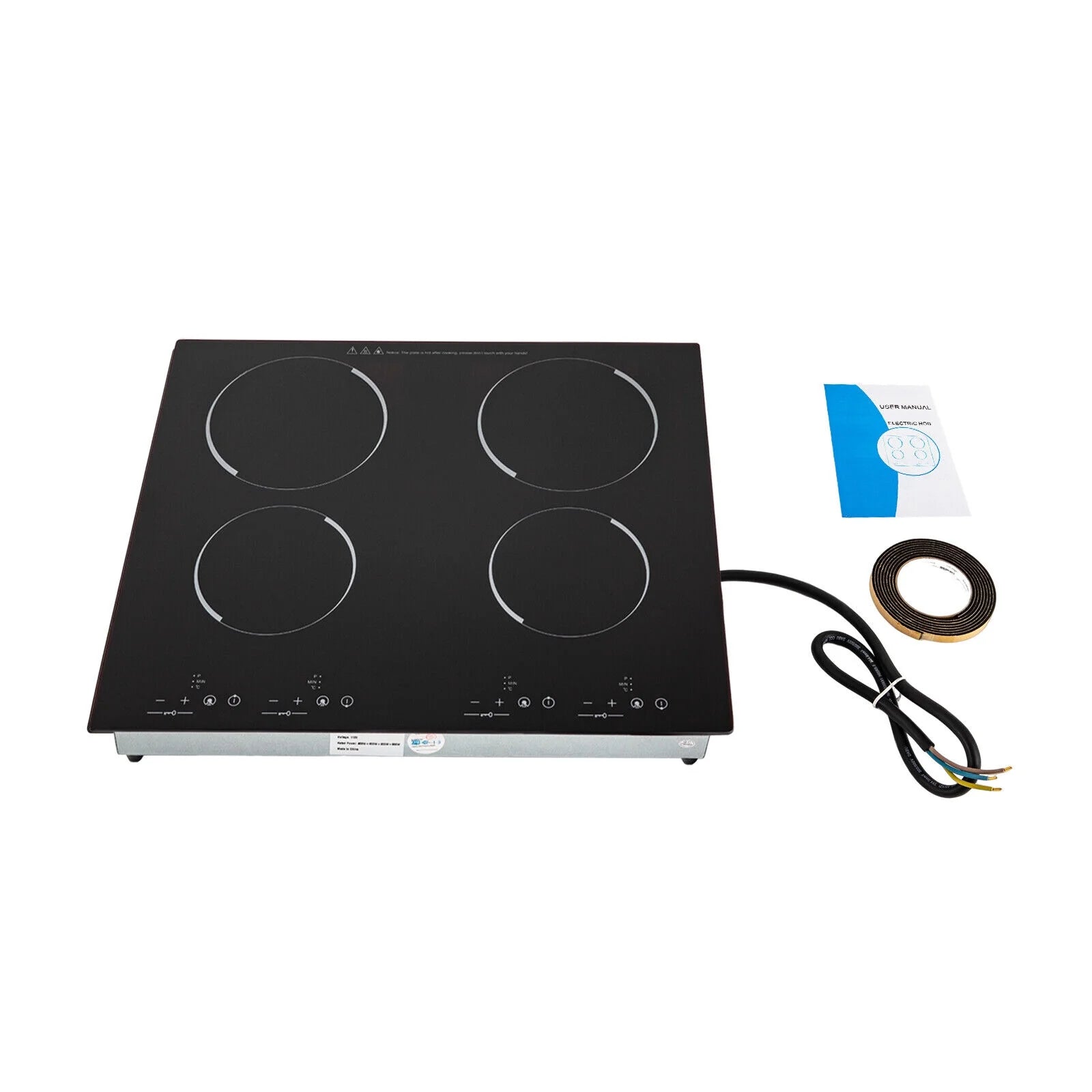Miumaeov 4-Burners Electric Ceramic Cooktop Built-in Cooktop Stove Ceramic Cooking Stove 9 Gears 3000W 110V