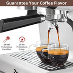 Espresso Machine 20 Bar, Professional Semi Automatic Espresso Maker With Grinder