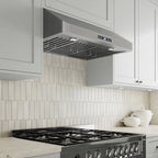 Streamline 30 in. Montecreto Ductless Undermount 406 CFM Range Hood in Brushed Stainless Steel with Baffle Filters, Touchpad Control, LED Lights