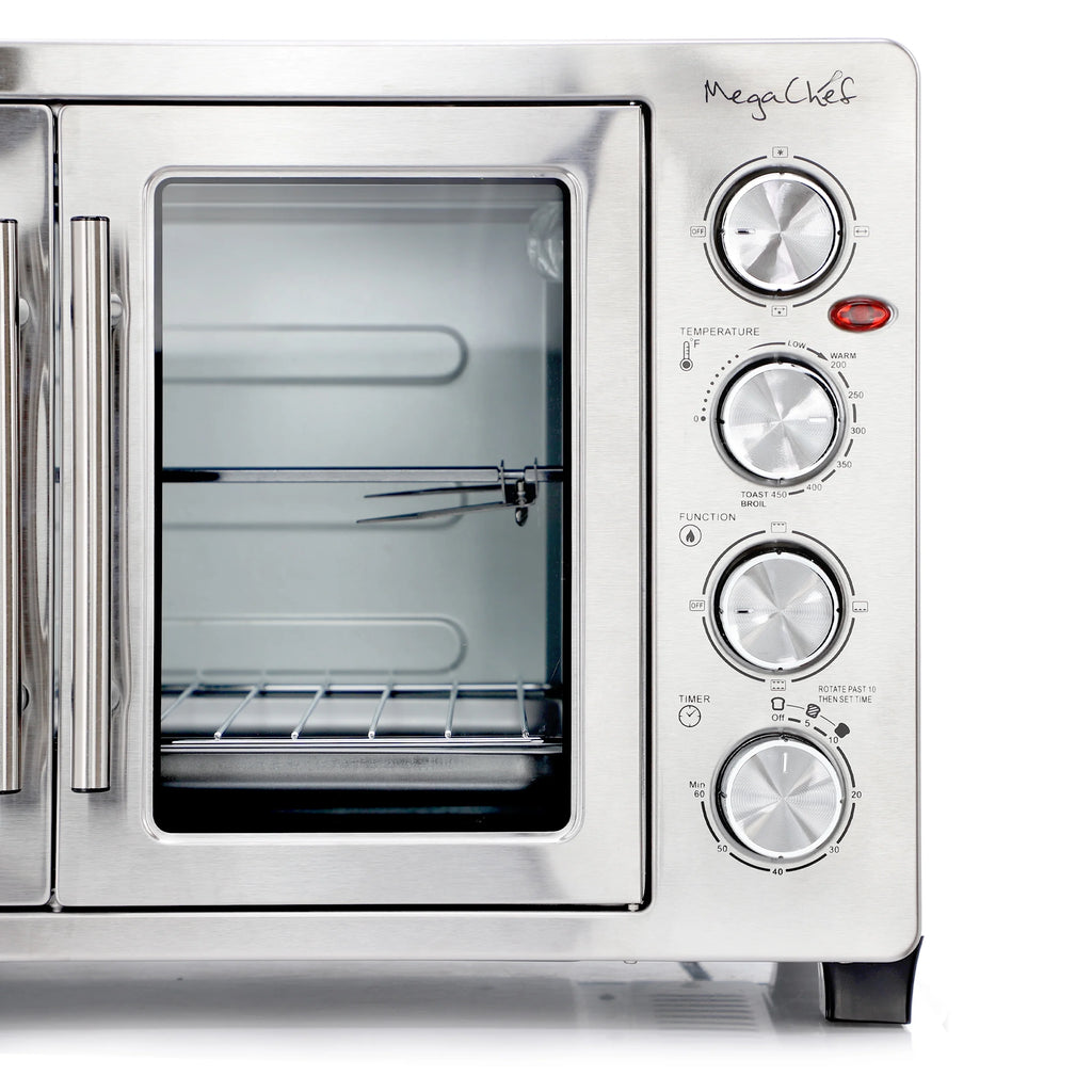 MegaChef 45 Quart Electric French Door Rotisserie Convection Counter Top Oven