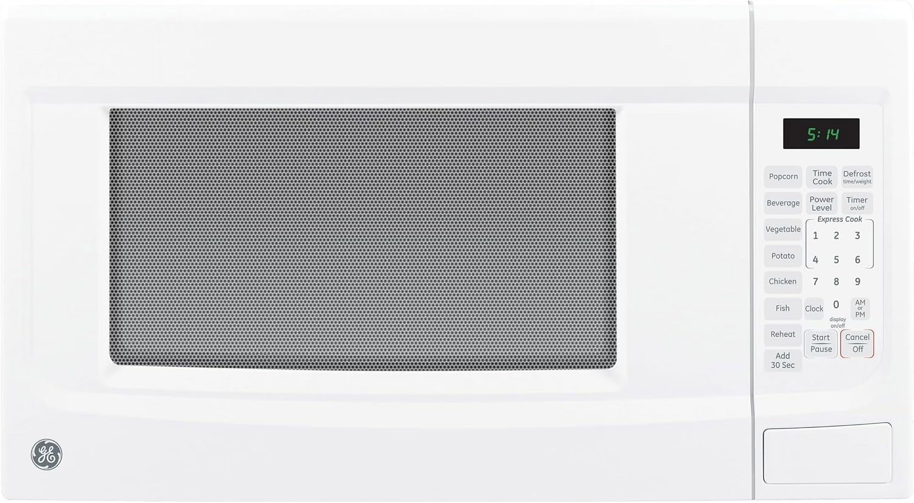 GE GCST14S1WWW Microwave Oven,1,100-watt 7 Auto Cooking Settings, Kitchen Essentials for The Countertop, Dorm Room or Apartment, Child-Lock Technology 1.4 Cu. Ft, White