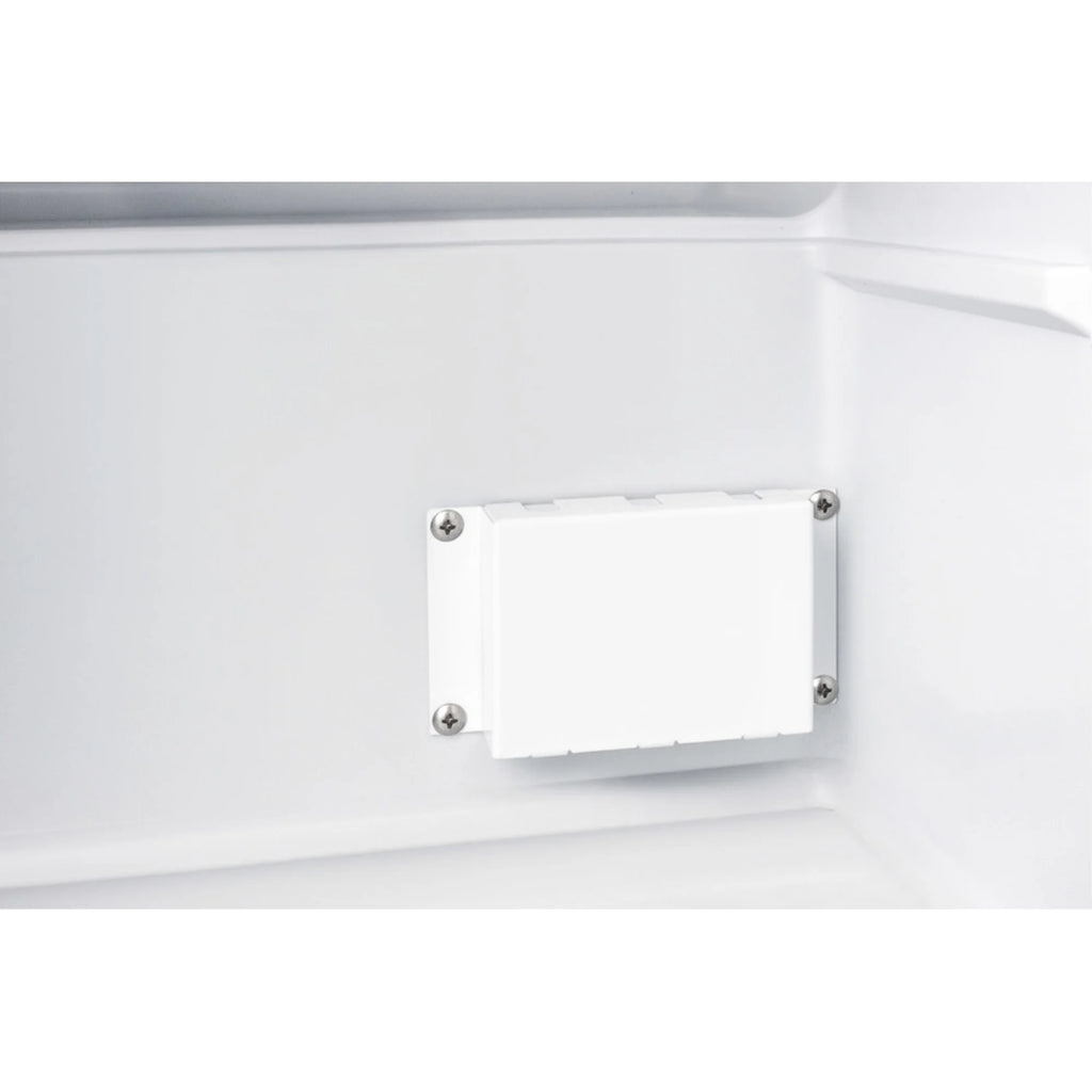 Compact manual defrost all-freezer with lock and probe hole