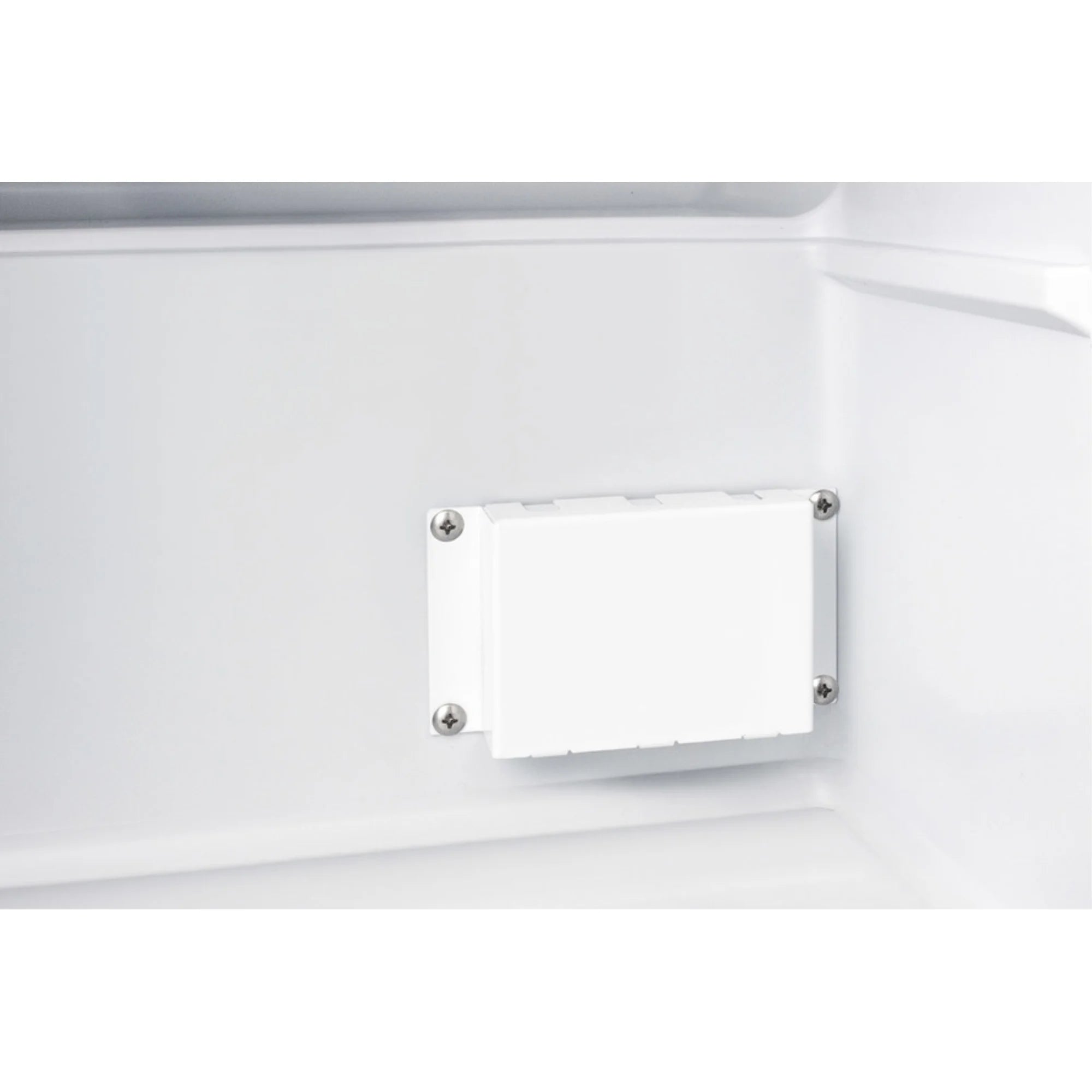 Compact manual defrost all-freezer with lock and probe hole