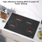 30 inch Electric Cooktop,4 Burner,Built-in,Ceramic Glass Stove Top,Touch Control