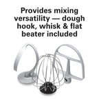 Hamilton Beach 4 Quart Stand Mixer for Kitchen, 7 Speeds, Tilt-Head, Dough Hook, Whisk & Flat Beater, White
