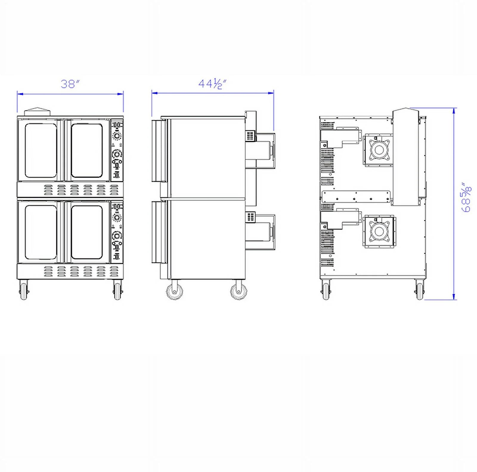 38 in. Commercial Double Deck Electric Convection Oven 240V 1P, Double Door, Extra Large Capacity