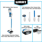 HART 20-Volt Dual Brushroll Stick Vacuum Kit, (1) 4.0 Ah Lithium-Ion Battery