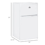 Harper & Bright Designs Double Door Mini Fridge with Freezer, 3.2 Cu.Ft Compact Refrigerator with Adjustable Shelf, Adjustable Thermostat and Reversible Door for Bedroom, Dorm, Home Office, White