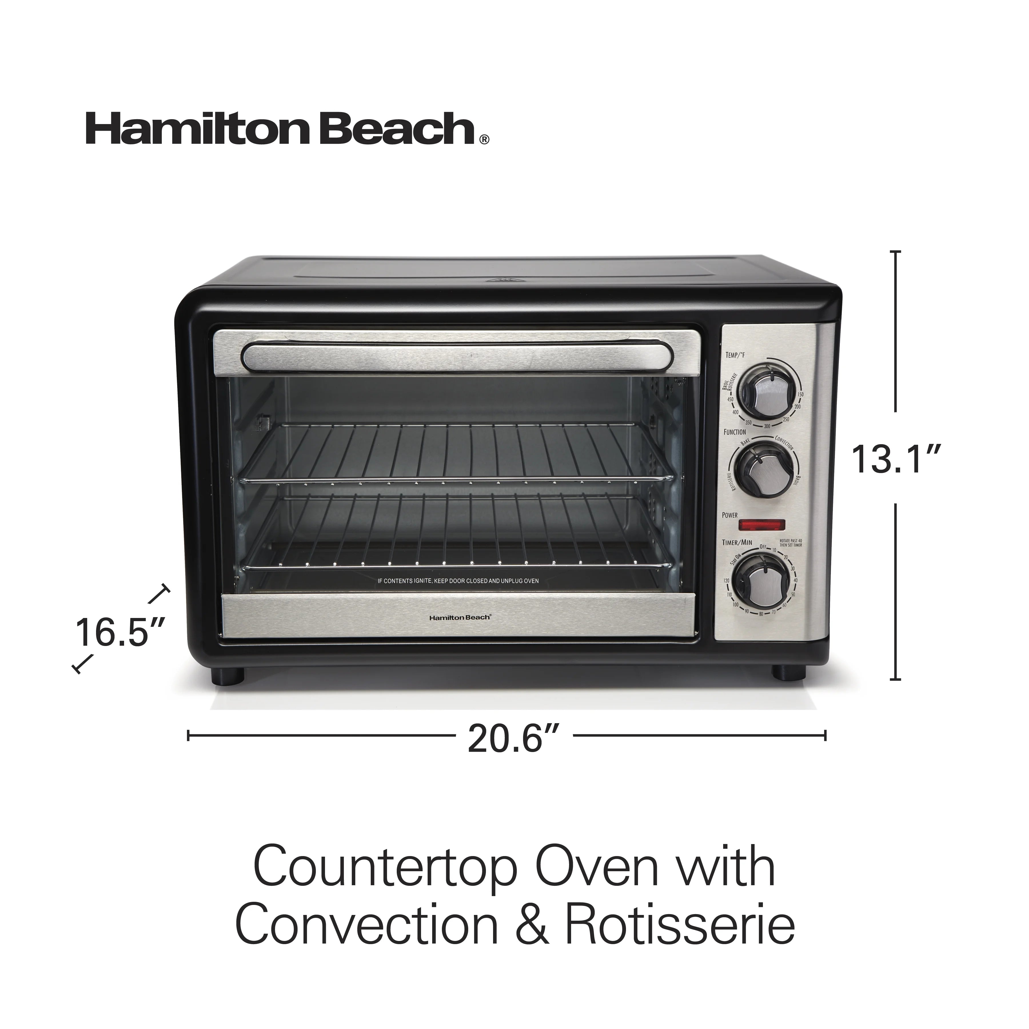 Hamilton Beach Countertop Toaster Oven with Convection & Rotisserie, Extra Large Capacity, Black