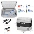 Costway 53 qt Wheeled Corded Electric Dual-Zone Portable Car Refrigerator, White