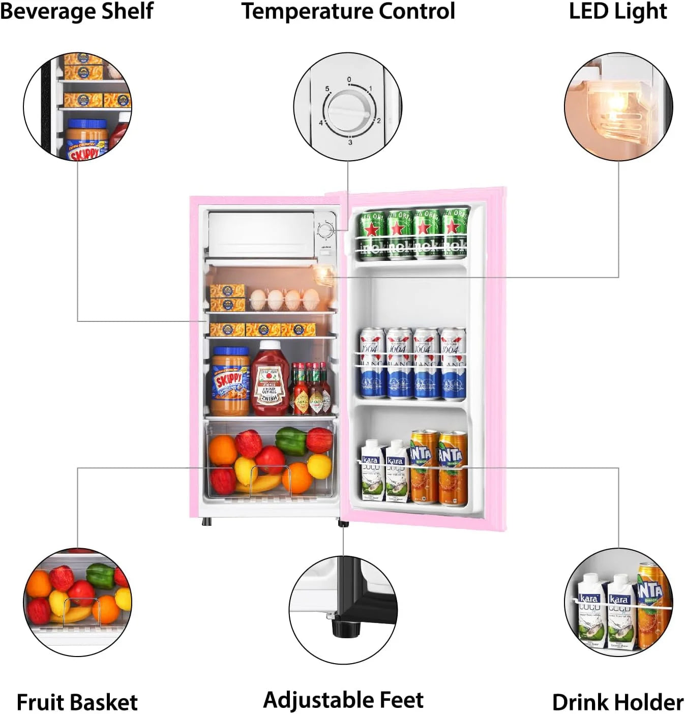 HUMSURE 3.1 Cu.ft Mini Fridge with Freezer, Single Door Compact Refrigerator for Dorm, Office
