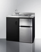 39" Wide All-In-One Kitchenette, stainless steel/black