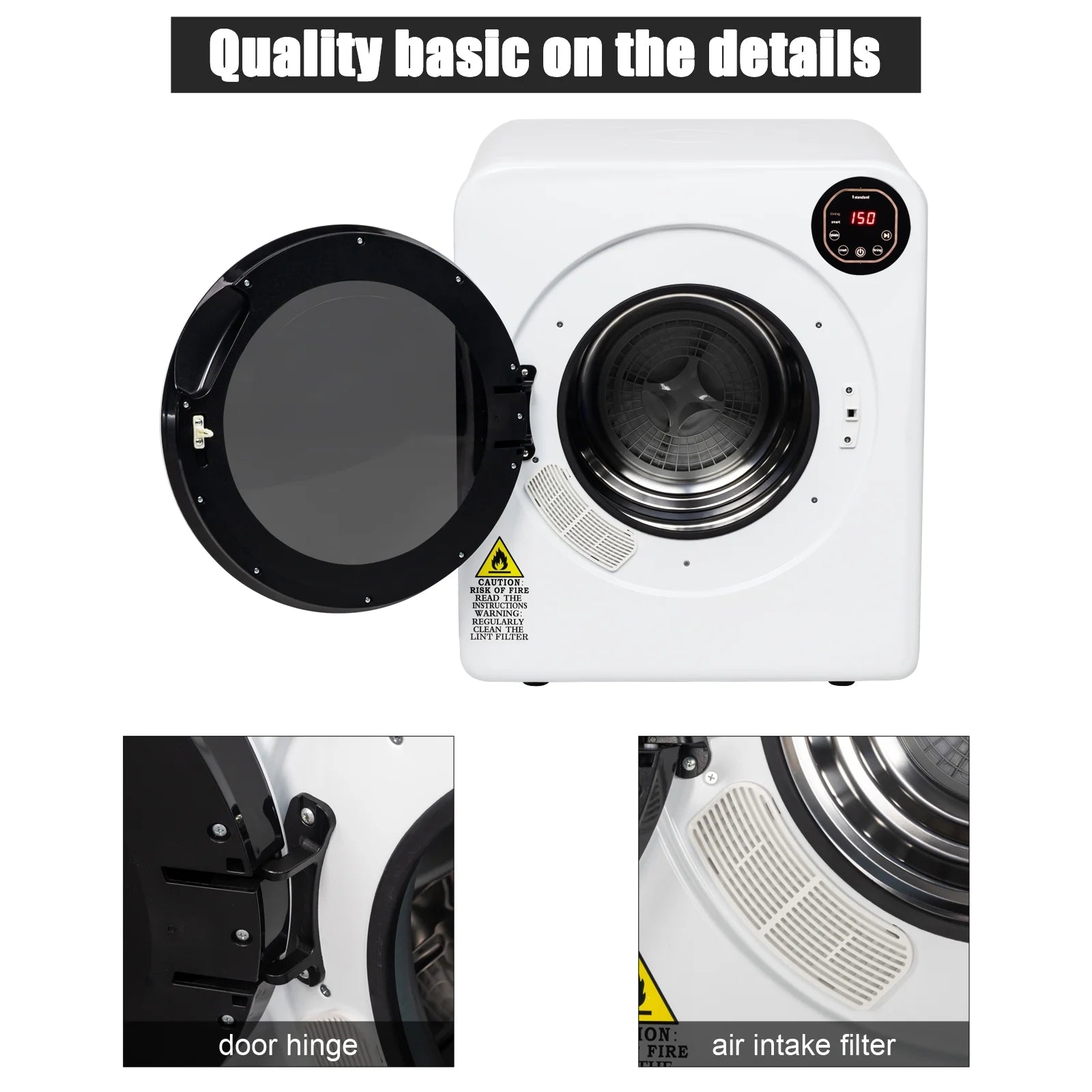 Winado 13.2LBS Electric Compact Laundry Dryer For Home, Apartments,White