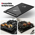 GASLAND GH60EF 24" Built-in Gas Stove Top, Black Ename Gas Cooktop with Griddle, 4 Sealed Burners, ETL
