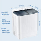 Dimedeal Portable 18lbs Twin Tub Mini Washing Machine, 11lbs Washer & 7lbs Spinner with Drying Rack & Hangers