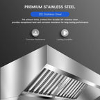 Aoile Commercial Exhaust Hood, 94.48" Rust Resistant Wall Mount Range Hood