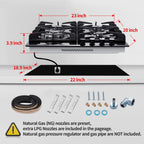 Eascookchef 4-Burners Gas Cooktop 24in Eascookchef Tempered Glass NG/LPG Convertible