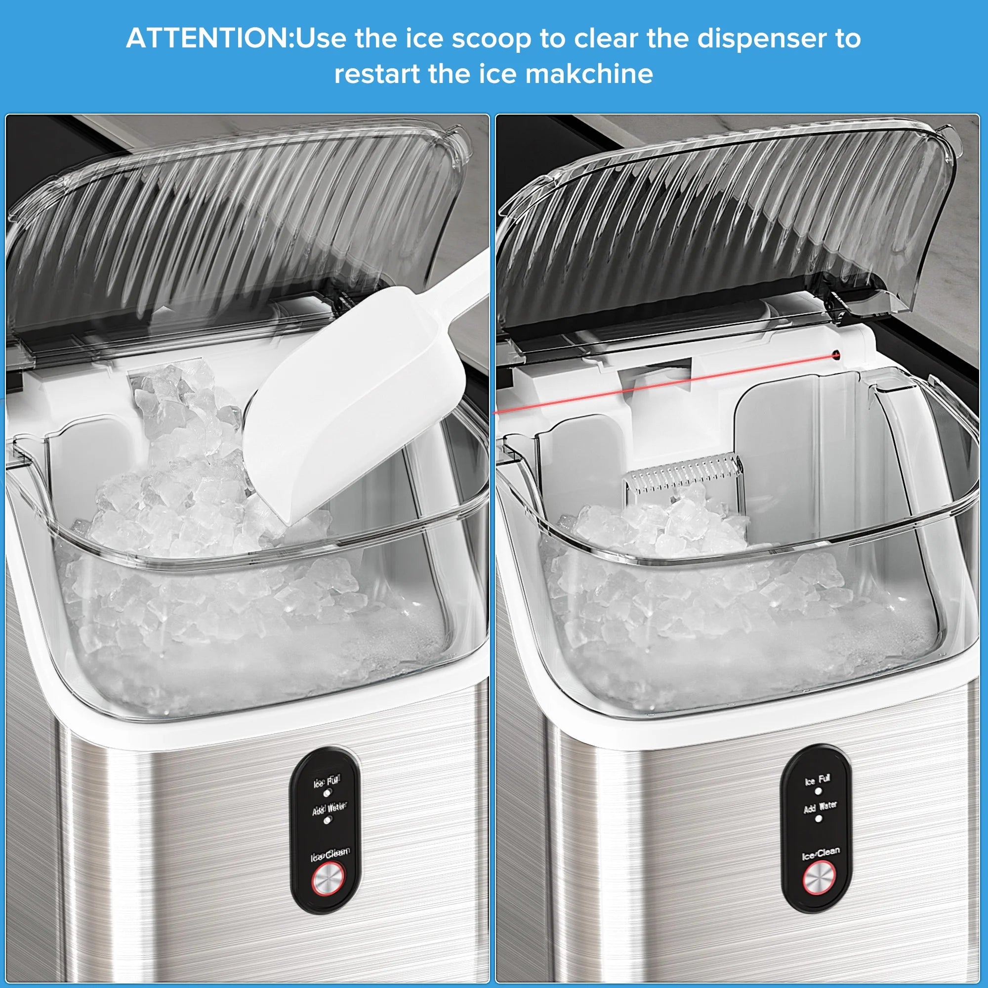 Auseo Nugget Ice Maker Countertop, Pebble Ice Maker Machine with 35lbs/24H Soft Ice, Self-Cleaning,  for Home/Kitchen/Office (Black)