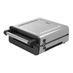 Open Box George Foreman 4�C6 Serving Electric Indoor Grill, Contact Smokeless Grilling with Removable Plates and Drip Tray, Stainless Steel Housing