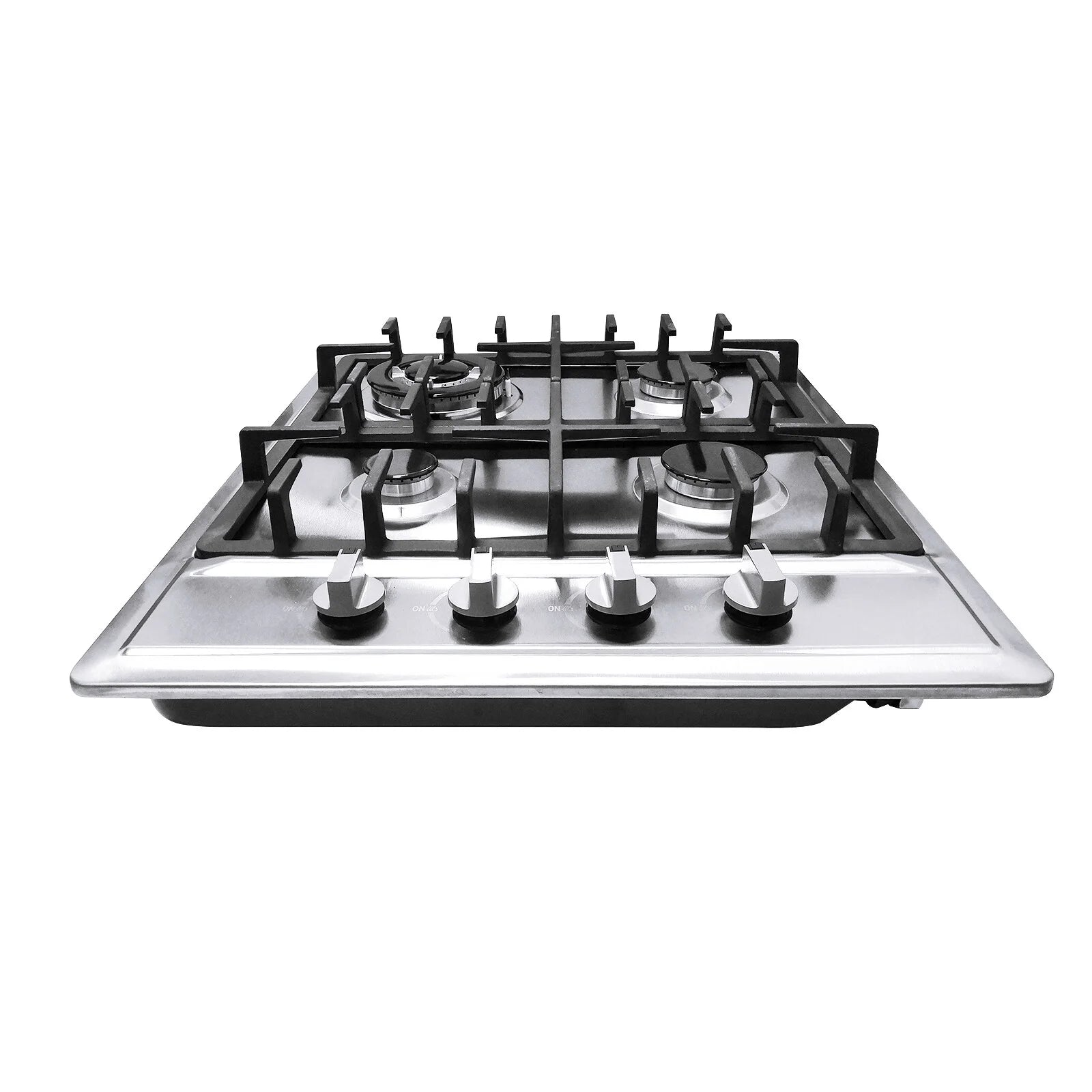 Stainless Steel 4-Burner Gas Stove, 3.0KW+1.75KW+1.0KW, Built-In Cooktop with Rotary Switch for Homes, Restaurants