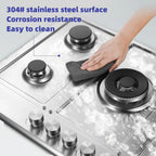 30 inch Gas Cooktop Gas Stove Top w/ 5 High Efficiency Burner Bulit-in Stainless Steel Gas Stoves for Kitchen NG/LPG Convertible Thermocouple Protection