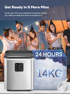 FOHERE Ice Maker Countertop 2 Sizes, 28lbs in 24h, 9 Bullet Ice in 6M, Selfclean, Stainless Steel