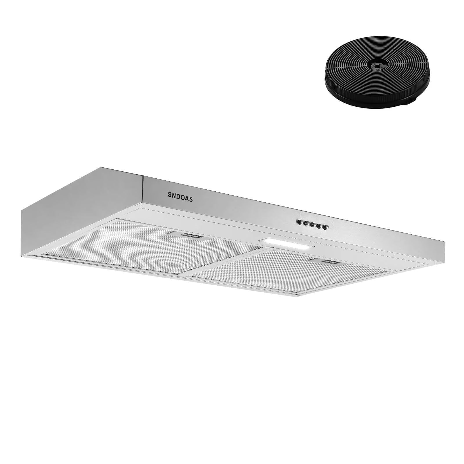 Joeaonz 30-Inch Stainless Steel Ductless Under Cabinet Range Hood with LED Lights, 230 CFM, 120V, 60Hz