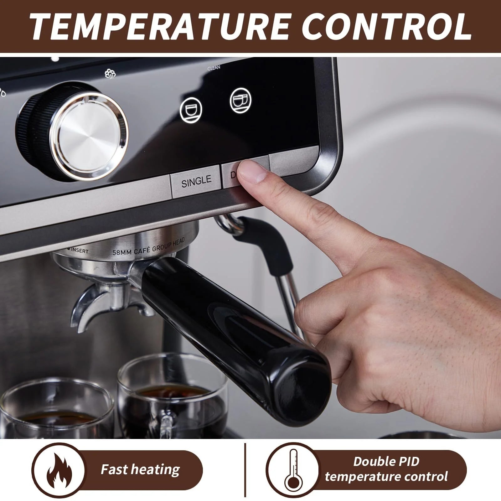 RIEDHOFF Semi-Automatic Espresso Machine with Grinder, Professional Espresso Maker with Milk Frother Steam Wand, 20 Bar Barista Cappuccino Machine