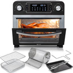 Deco Chef 24QT Stainless Steel Countertop Toaster Air Fryer Oven with Accessories (Black) + Bonus Deco Chef Gourmet 12 Piece Stainless Steel Knife Set with Storage Block