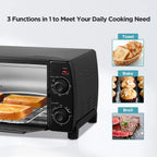 COMFEE' Mini 2-Slice Toaster Oven, Countertop toaster oven, 2-Knobs Easy to Control with Timer for Bake, Broil, Toast, 1000W, Black/White (CO-B08AA(BK))