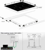 K&H 4 Burner 24 Inch Built-in Induction Electric Stove Top Ceramic Cooktop Touch Control 240V 6000W IN24-6004