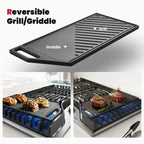 GASLAND Master Series 30 Inch Gas Cooktop with Griddle PRO GH3805SS1FC with 5 Burners, CSA certified,120V Plug-in, NG/LPG Convertible