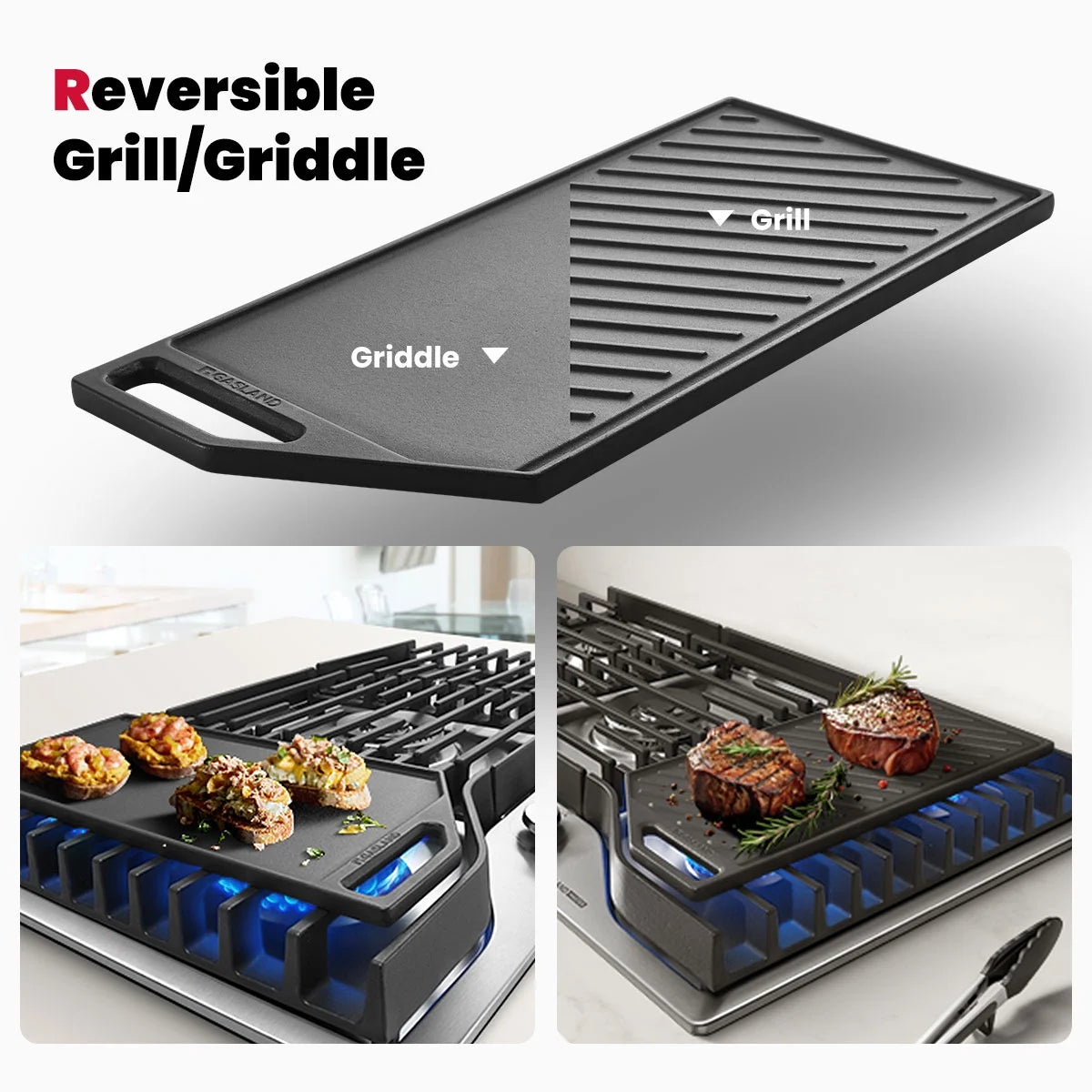 GASLAND Master Series 36 Inch Gas Cooktop with Griddle PRO GH3905SS1FC with 5 Burners,CSA certified,120V Plug-in, NG/LPG Convertible