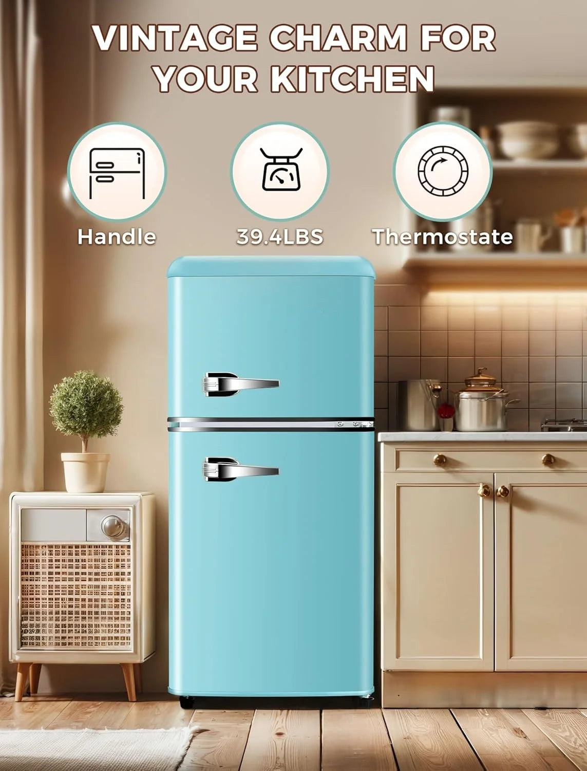 GGTB 3.0 Cu.ft Two Door Small Refrigerator with Freezer, Compact Retro Mini Refrigerator for Dorm, Office, Bar, RV, Bedroom, Red