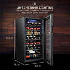 Ivation 18-Bottle Glass Door Compressor Refrigerator, Black