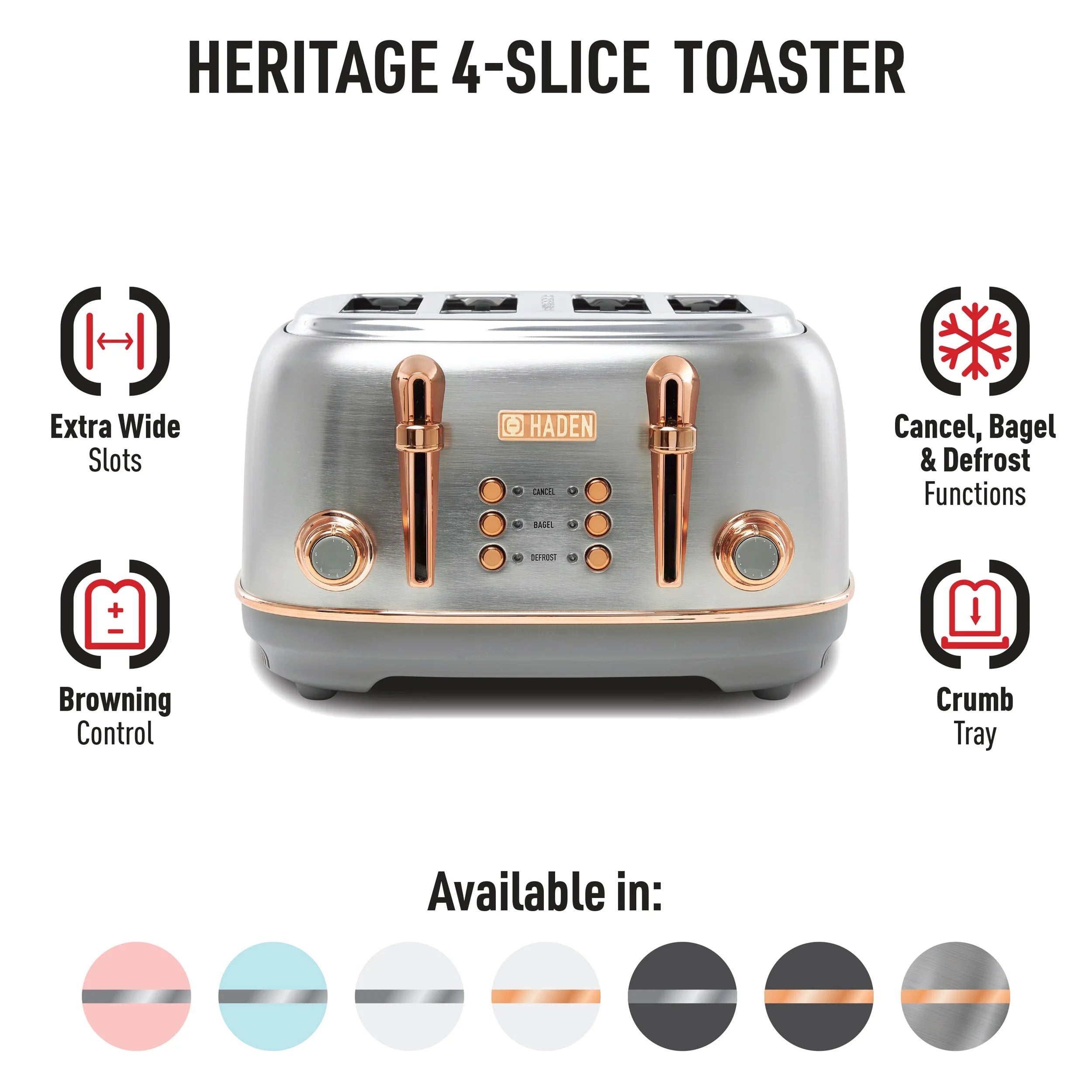 TOSTR SS BLK 1500W 4SLOT (Pack of 1)
