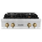 ZLINE 30 in. Autograph Edition Rangetop in DuraSnow Stainless Steel with Matte Black Accents (RTSZ-30-MB)