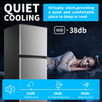 4.5 Cu. ft. Compact Refrigerator 2 Door with Freezer,5 Adjustable Thermostat & 4 Removable Glass Shelves
