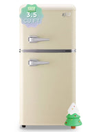 Krib B Compact Refrigerator 3.5 Cu.ft, Mini Fridge with Freezer, Modern Fridge with Dual Door, 7 Grade Temperature Adjustment, Silver