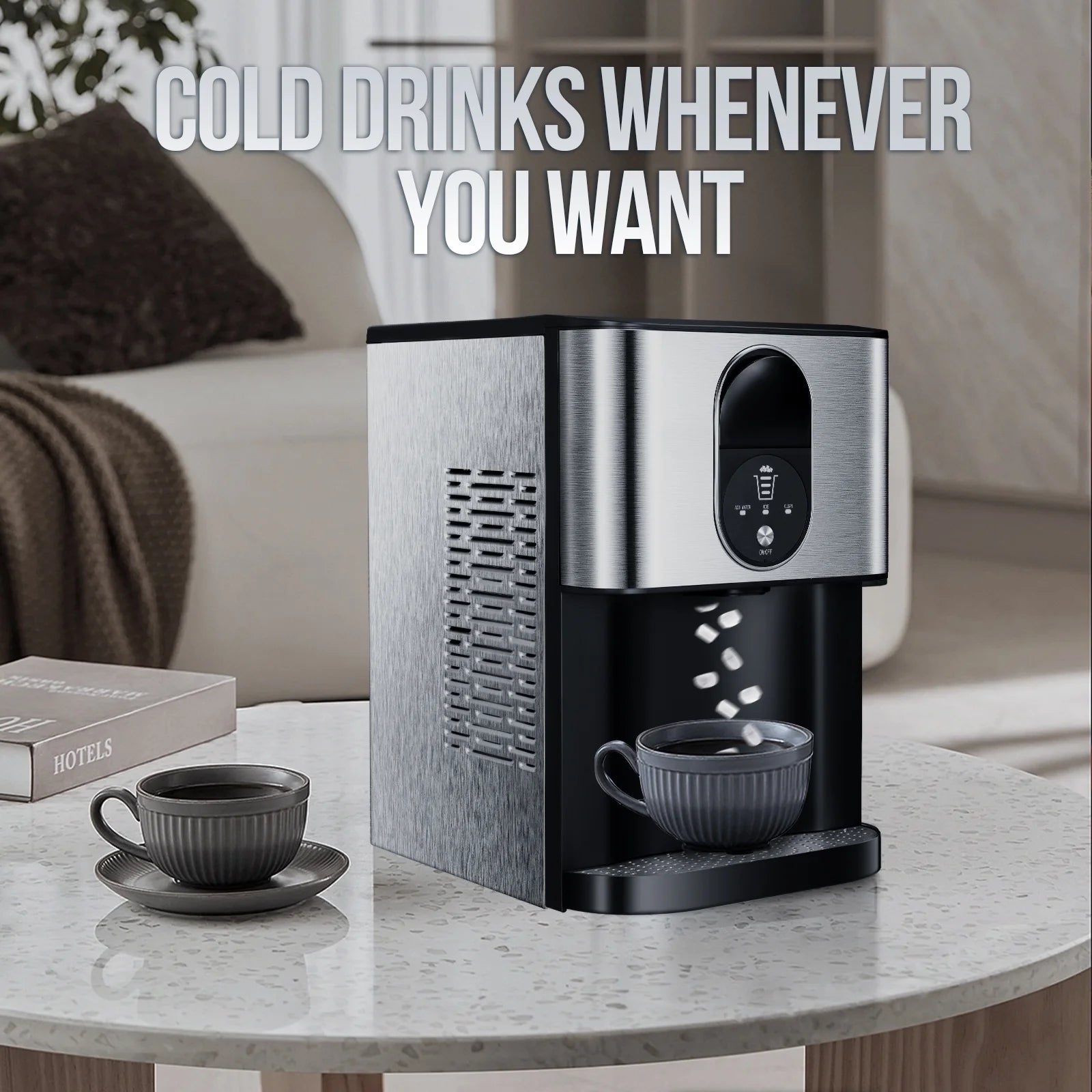 Moifoi Nugget Ice Maker,Culb in 6Mins, 44 lbs/24 H, Auto-Cleaning Portable Ice Machine with Basket & Scoop, Black