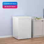 BANGSON 3.5 Cubic Feet Chest Freezer,Deep Freezer With Removable Basket,Adjustable Temperature for Home/Dorms/Apartment/Office