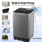 GGTB Portable Washing Machine for Apartments, 17.7 lbs Full Automatic Clothes Washer Machine,1.9 Cu.ft Top Load Washer with 10 Wash Programs/8 Water Levels, Coffee Gold