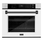 ZLINE 30 in. Autograph Edition Professional Convection Single Wall Oven with Air Fry and Self Clean in Stainless Steel with White Matte Door and Matte Black Handle (WASZ-WM-30-MB)