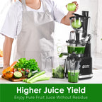 Kitchen in the Box Cold Press Juicer Machines With 3.26" Wide Feed Chute, Slow Masticating Juicer Machine for Whole Fruits and Vegetables, BPA-Free, High Juice Yield Juicer Maker (Silver)